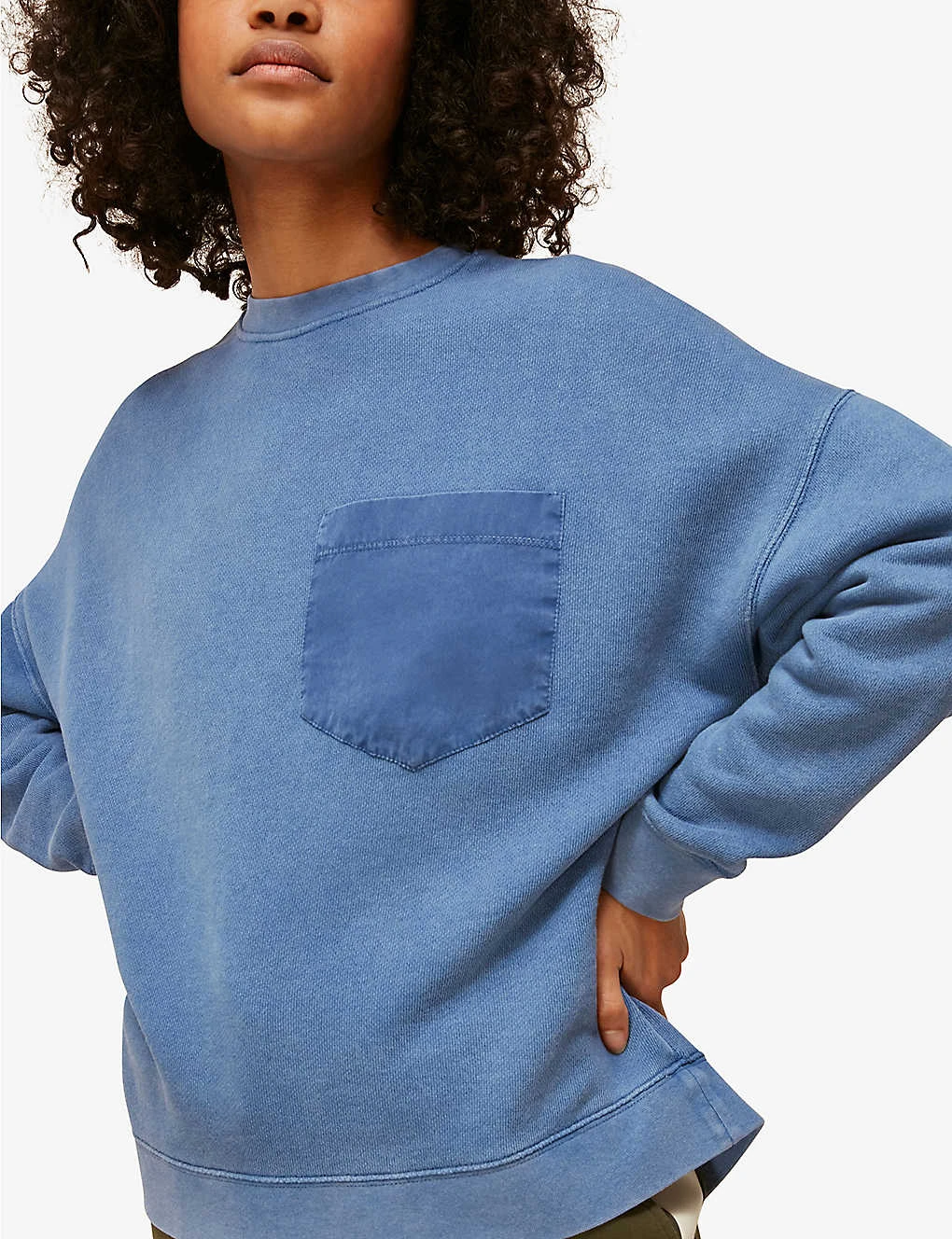 Whistles Patch-pocket Denim Sweatshirt - Image 4