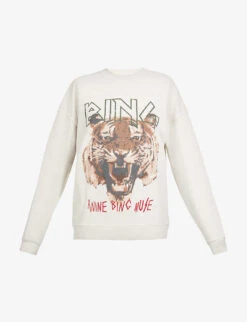 ANINE BING Tiger Graphic-print Organic Cotton Sweatshirt