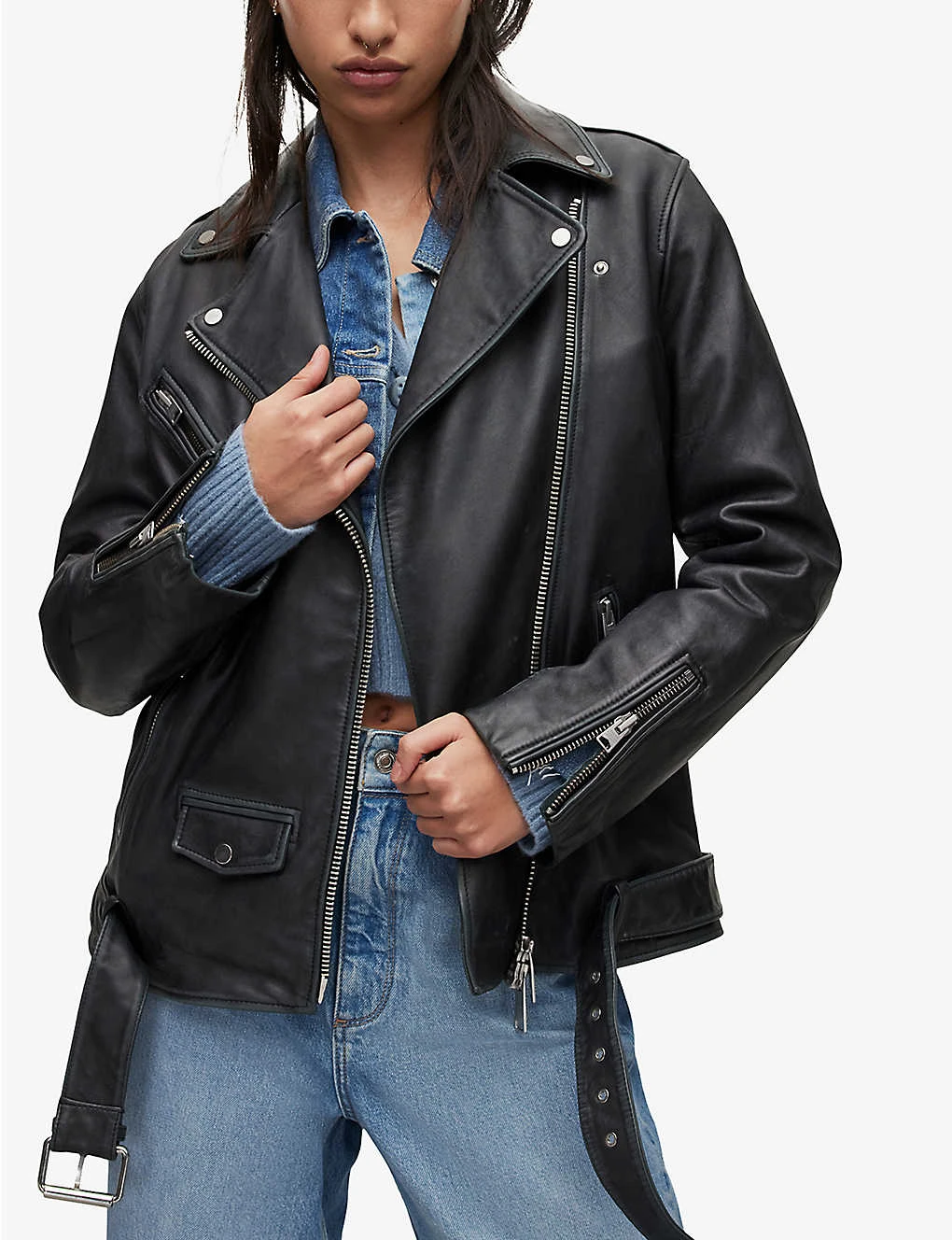AllSaints Billie Leather Biker Jacket - Image 3