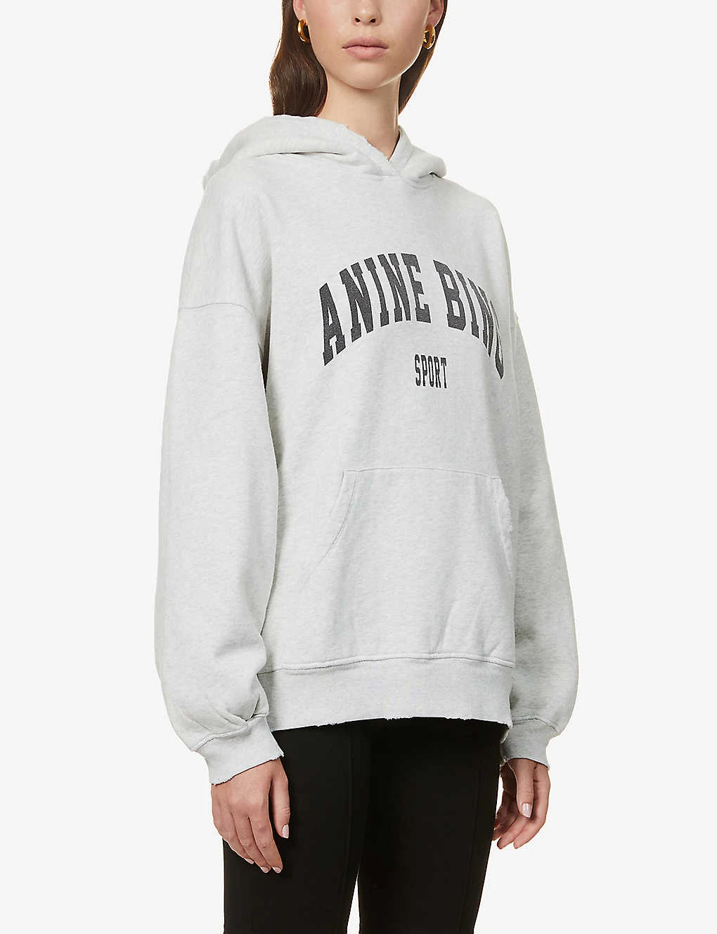 ANINE BING Harvey Logo-print Cotton-jersey Hoody - Image 3