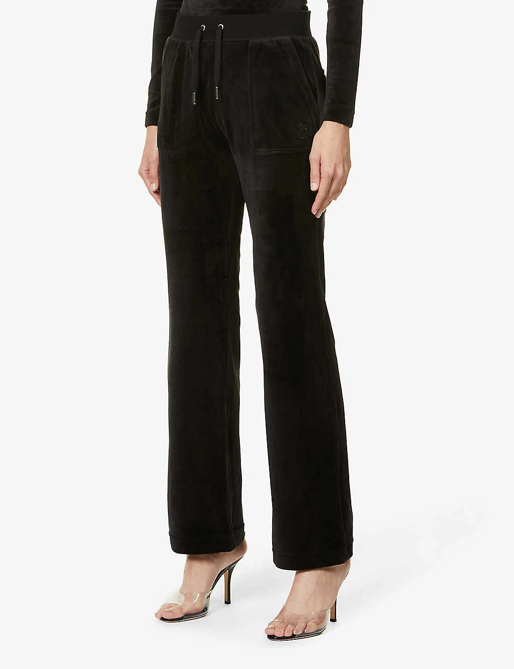 Juicy Couture Rhinestone-embellished Straight-leg Mid-rise Velour Jogging Bottoms - Image 3