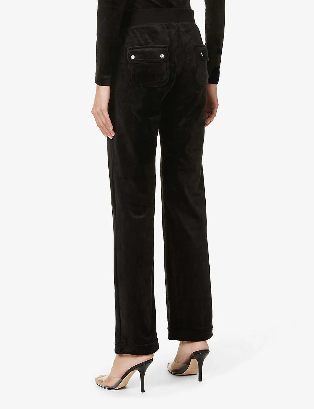 Juicy Couture Rhinestone-embellished Straight-leg Mid-rise Velour Jogging Bottoms - Image 4