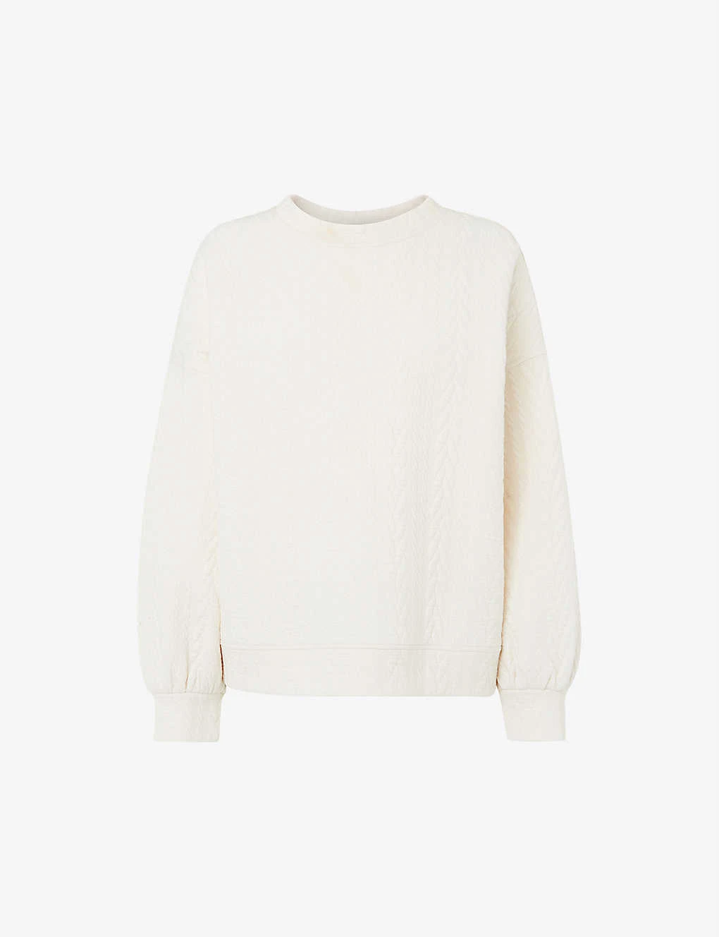 Whistles Cable-embossed Relaxed Fit Cotton Blend Sweatshirt