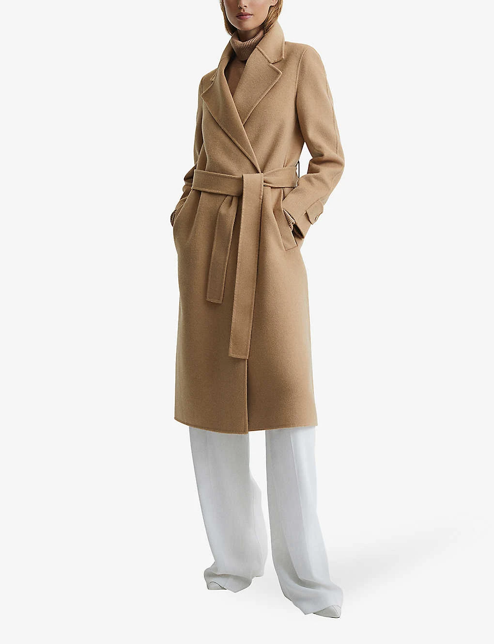 Reiss Agnes Belted Wool And Recycled Polyester-blend Coat - Image 2