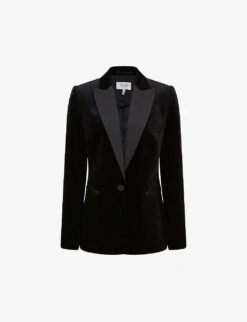 Reiss Opal Single-breasted Stretch-velvet Blazer