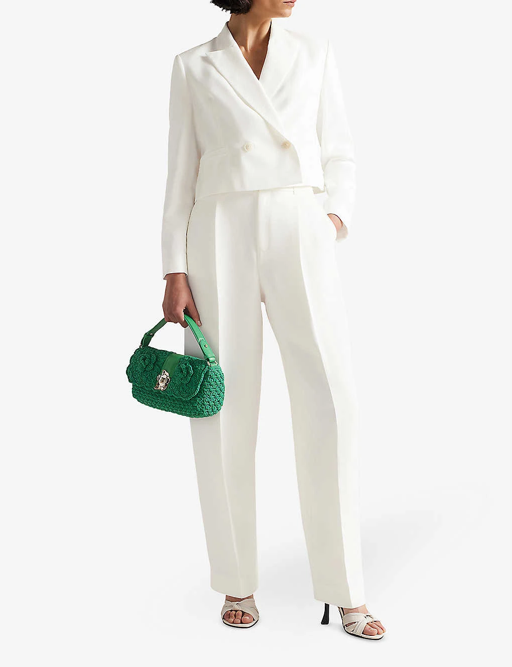 Ted Baker Kelsya Double-breasted Cropped Woven Blazer - Image 2