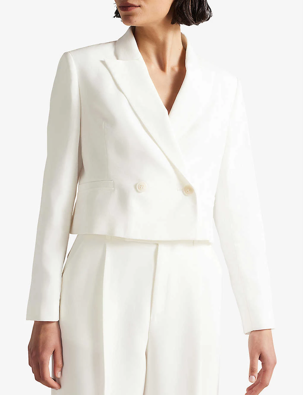 Ted Baker Kelsya Double-breasted Cropped Woven Blazer - Image 3