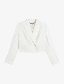 Ted Baker Kelsya Double-breasted Cropped Woven Blazer