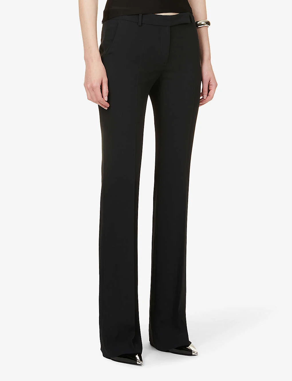 Alexander McQueen Pressed-crease Darted-back Boot-cut High-rise Crepe Trousers - Image 3