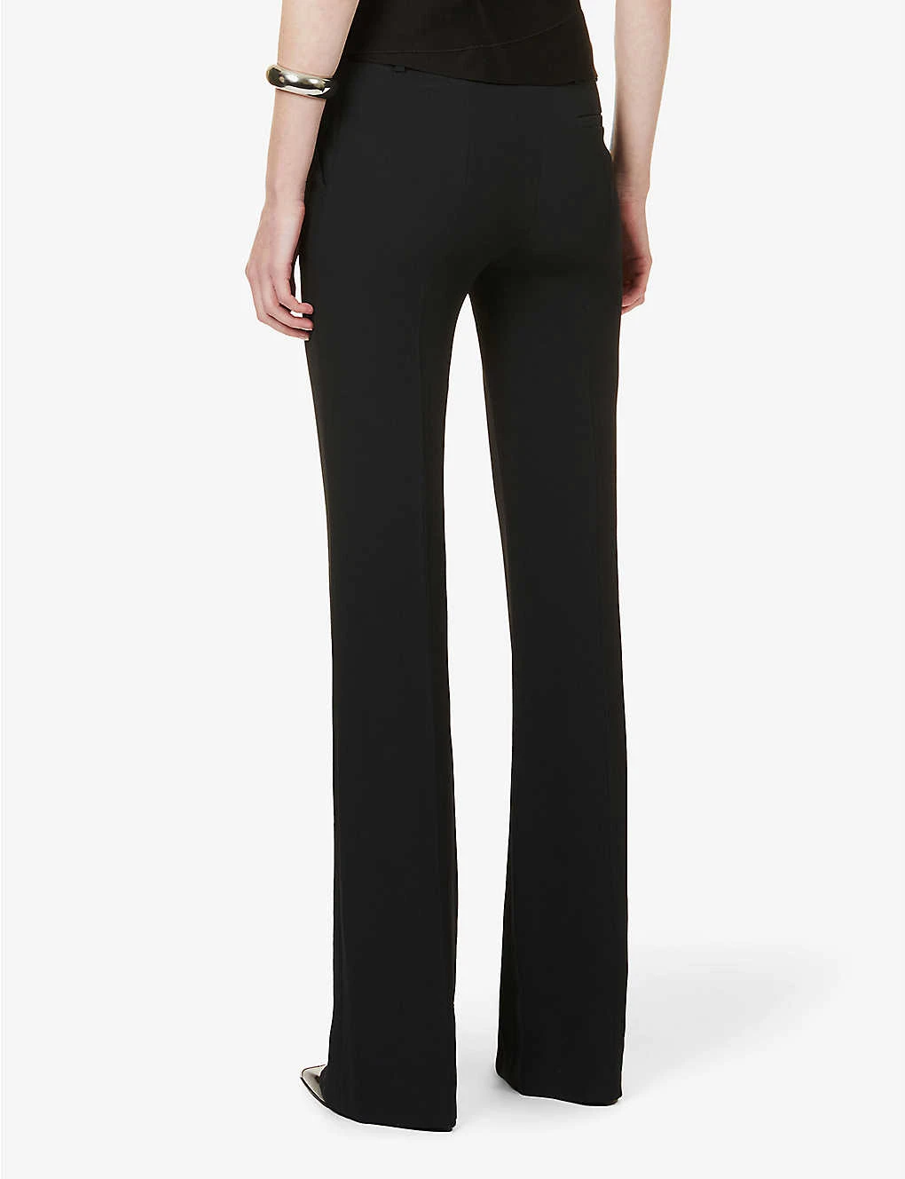 Alexander McQueen Pressed-crease Darted-back Boot-cut High-rise Crepe Trousers - Image 4