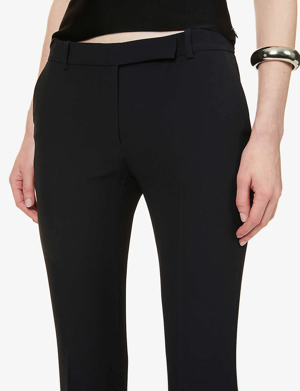 Alexander McQueen Pressed-crease Darted-back Boot-cut High-rise Crepe Trousers - Image 5