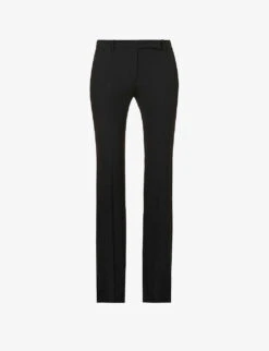 Alexander McQueen Pressed-crease Darted-back Boot-cut High-rise Crepe Trousers