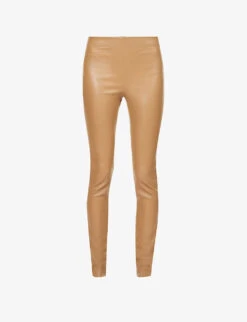 Joseph Gathered Mid-rise Leather Leggings