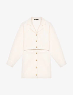 Maje Raquema Cropped Buttoned Tweed Jacket