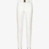 Detachable-belt Slim-fit Tapered Mid-rise Stretch-woven Trousers