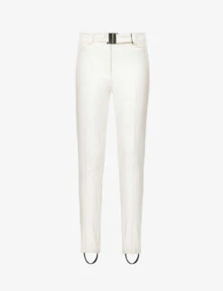 Detachable-belt Slim-fit Tapered Mid-rise Stretch-woven Trousers