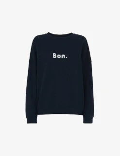 Whistles Bon Embroidered-slogan Relaxed-fit Organic-cotton Jumper