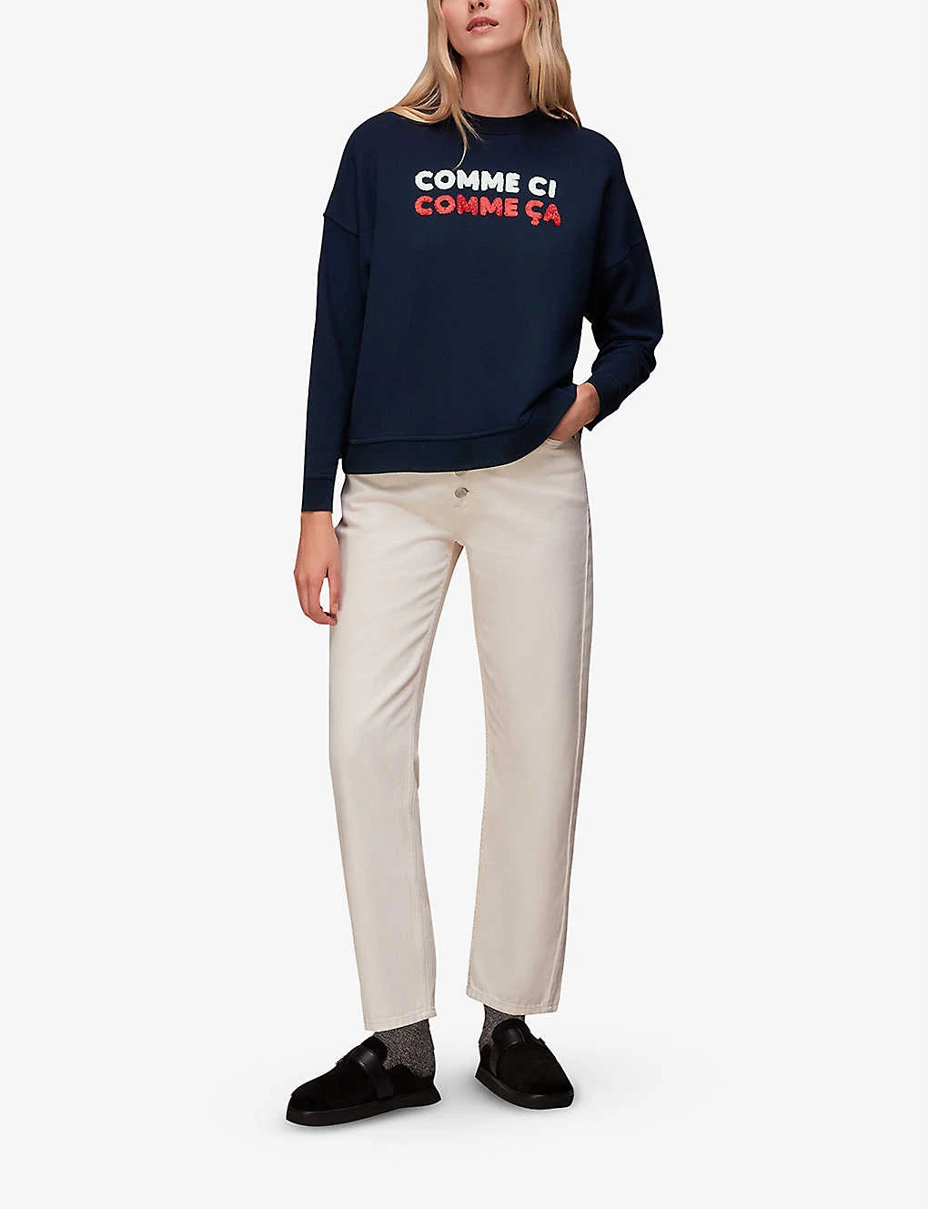 Whistles Slogan-appliqué Cotton-jersey Sweatshirt - Image 2