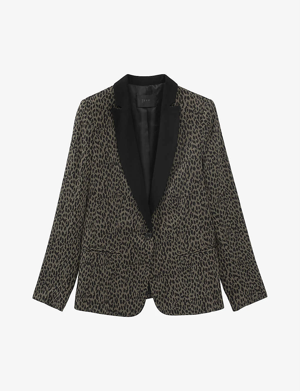 Ikks Leopard-print Contrasting-lapel Crepe Blazer