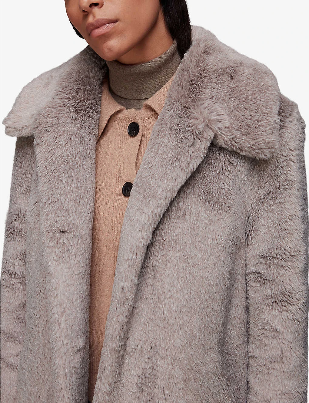 Whistles Imogen Collar-detail Faux-fur Coat - Image 3