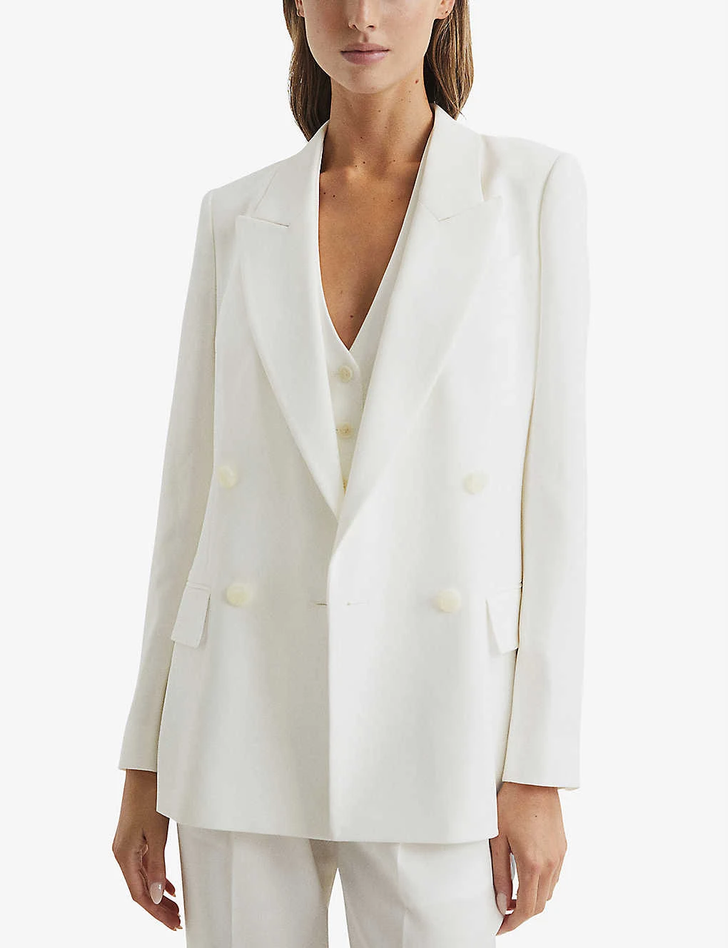Reiss Tatum Double-breasted Crepe Blazer - Image 3