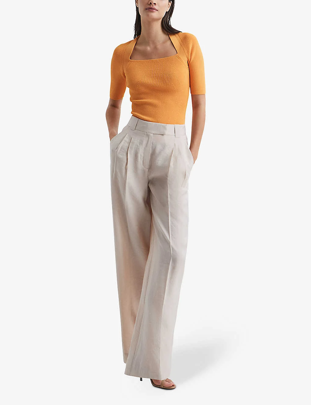 Reiss Tina Square-neck Stretch-woven Jumper - Image 2