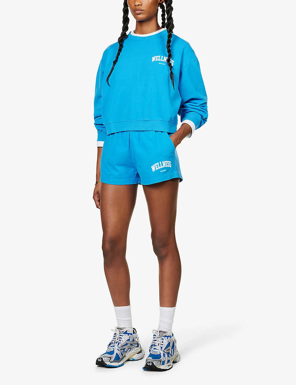 Wellness Graphic-print Mid-rise Cotton-jersey Shorts - Image 2