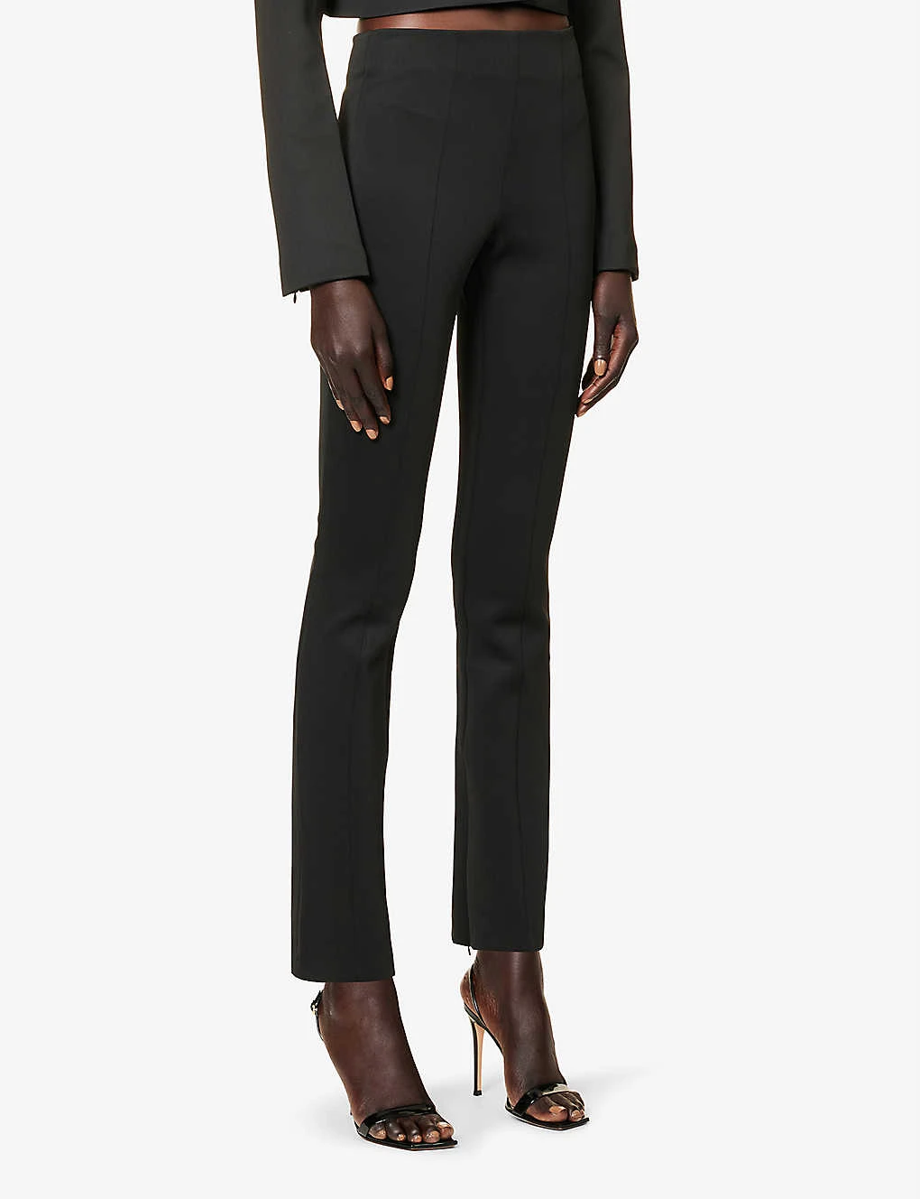 GOOD AMERICAN Scuba Flared-leg High-rise Stretch-crepe Trousers - Image 3
