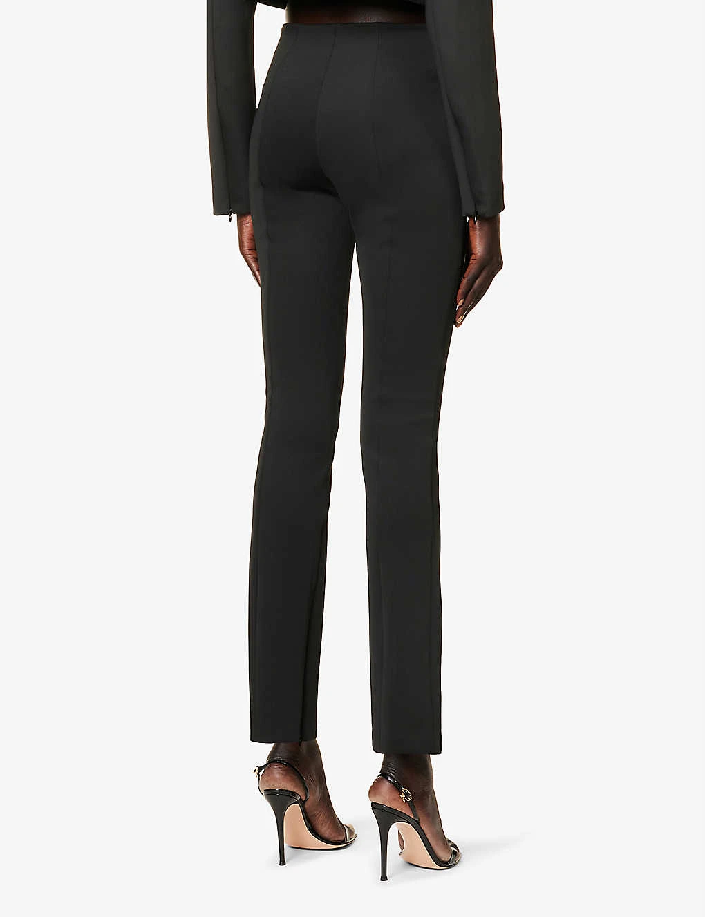 GOOD AMERICAN Scuba Flared-leg High-rise Stretch-crepe Trousers - Image 4