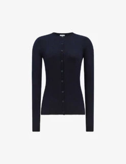 Reiss Arabella Split-cuff Silk And Wool-blend Cardigan