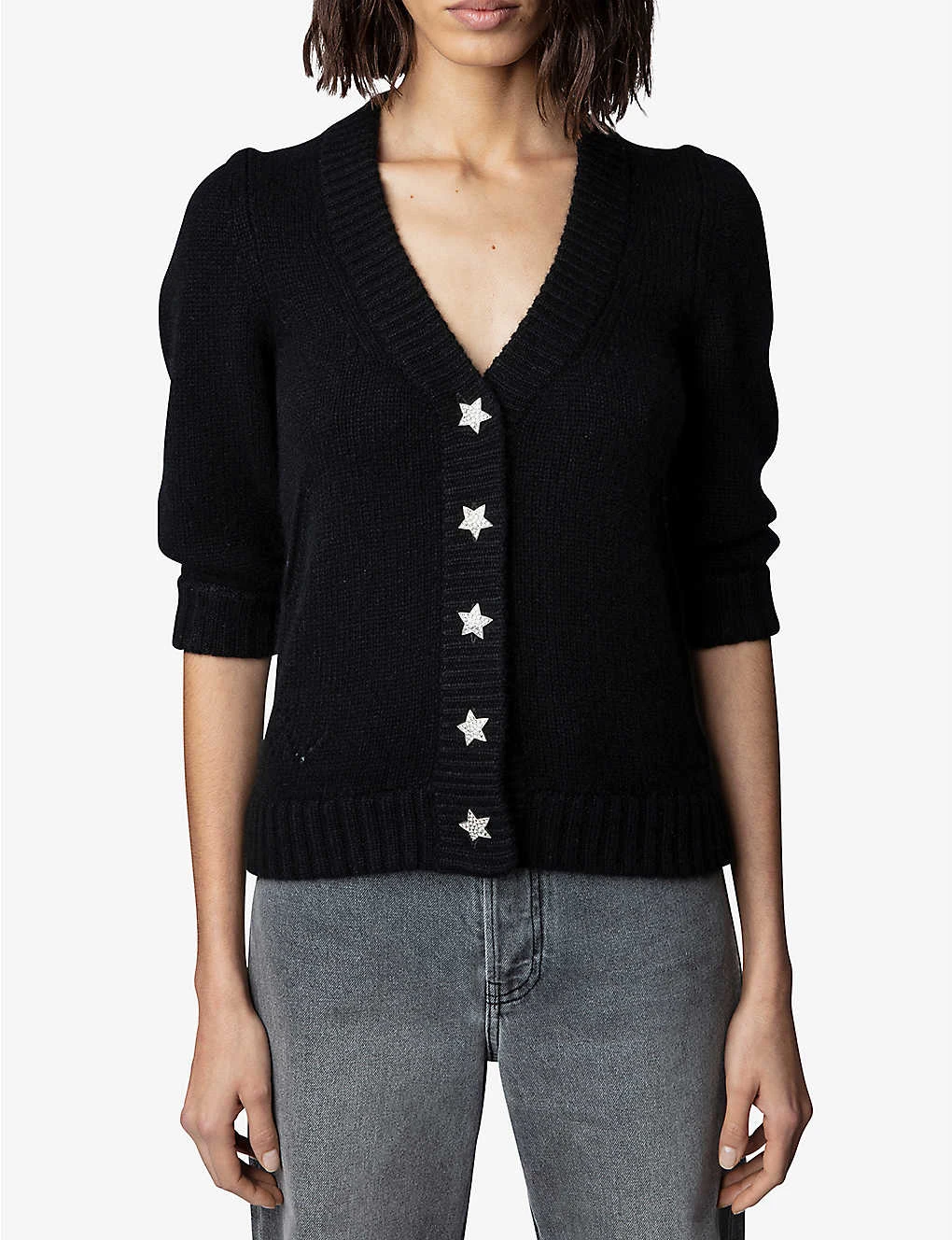 Zadig & Voltaire Betsy Star-button V-neck Cashmere Cardigan - Image 3