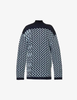 Jacquard-knit Turtleneck Wool, Silk And Cashmere-blend Top