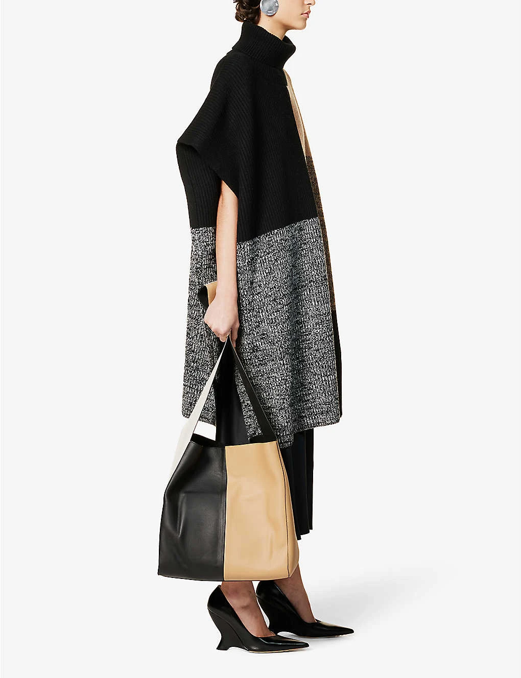 Joseph Colourblock Merino-wool Knitted Collage Poncho - Image 2