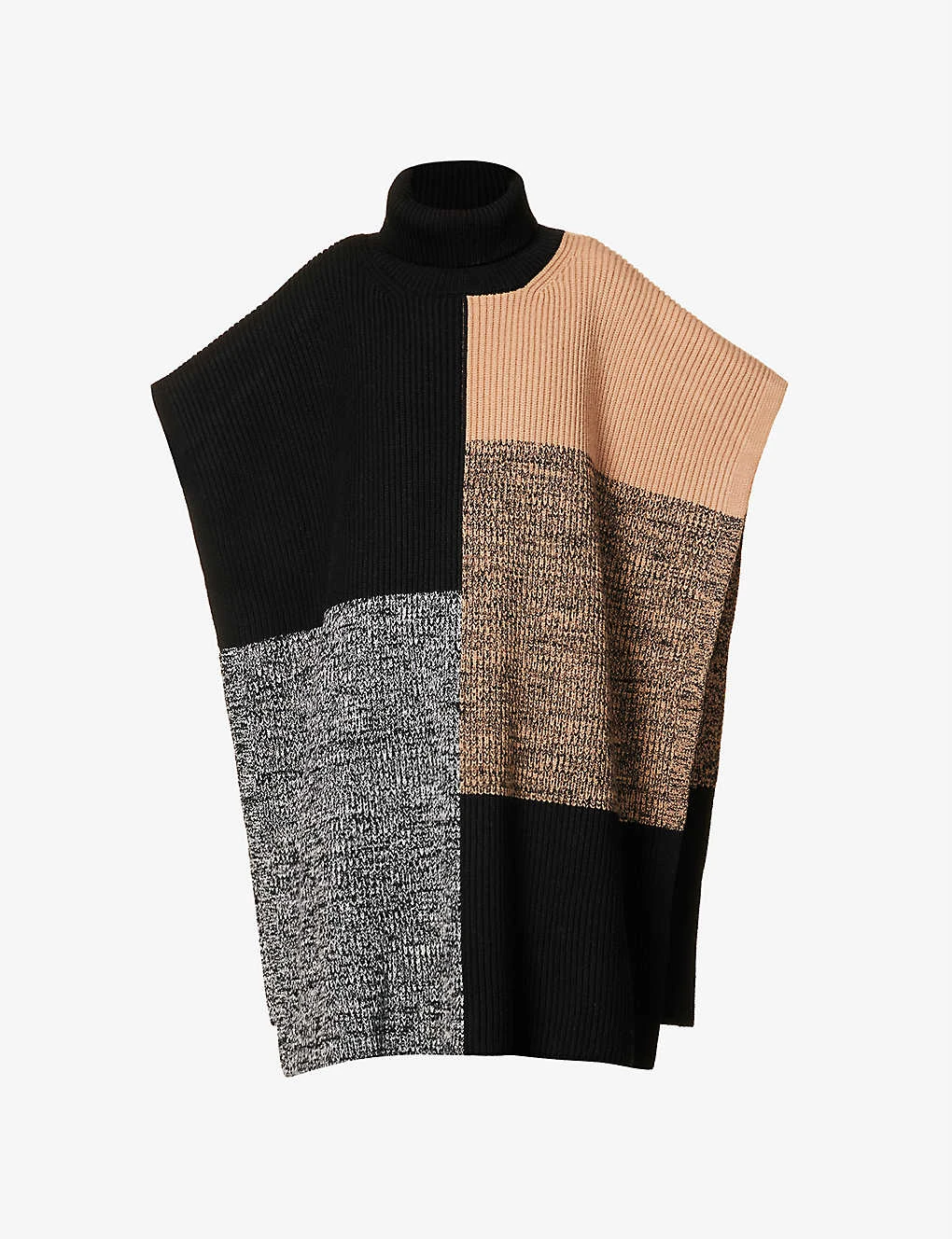Joseph Colourblock Merino-wool Knitted Collage Poncho