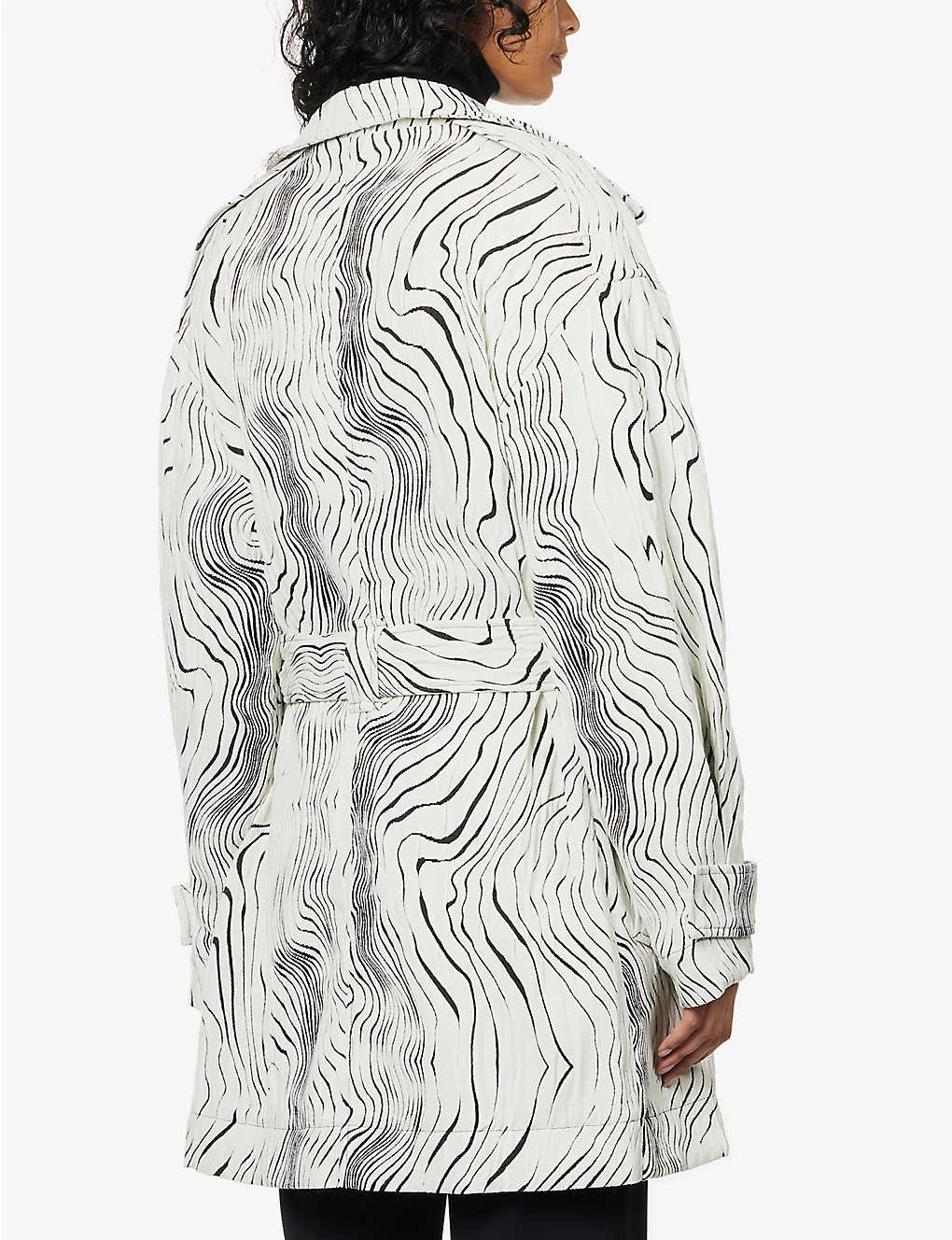 TOVE Swirl-print Self-tie Stretch-woven Coat - Image 4