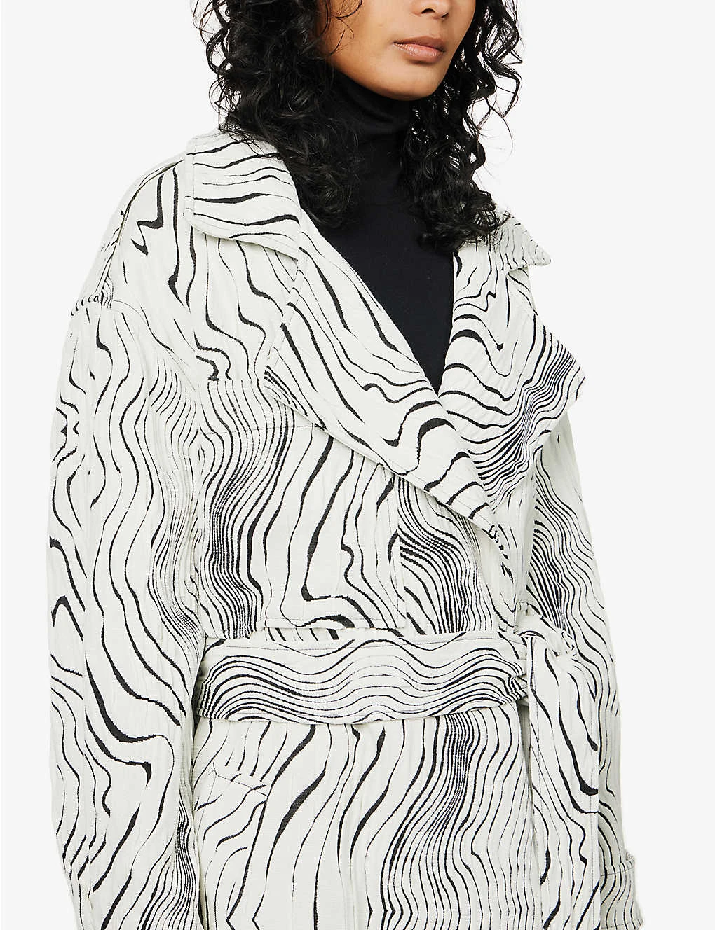 TOVE Swirl-print Self-tie Stretch-woven Coat - Image 5