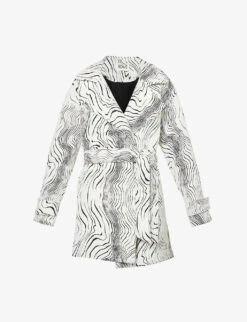 TOVE Swirl-print Self-tie Stretch-woven Coat