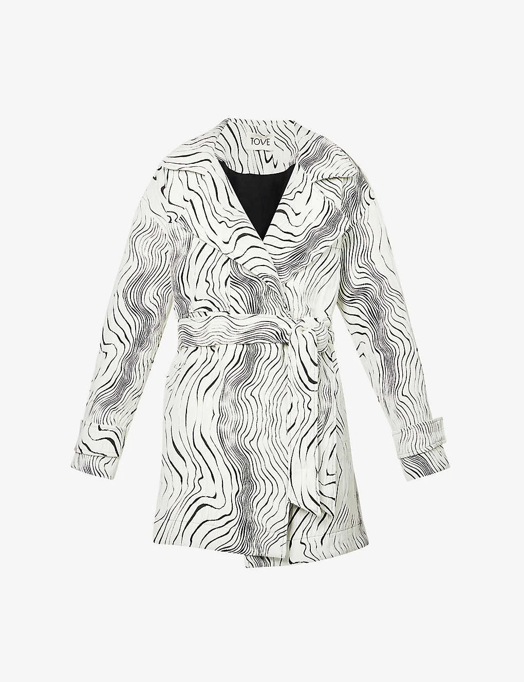 TOVE Swirl-print Self-tie Stretch-woven Coat
