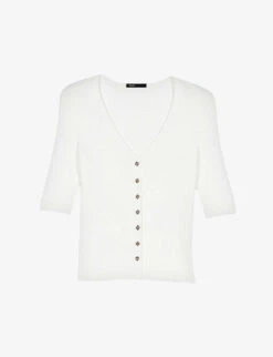 Maje V-neck Ribbed Stretch-knit Cardigan