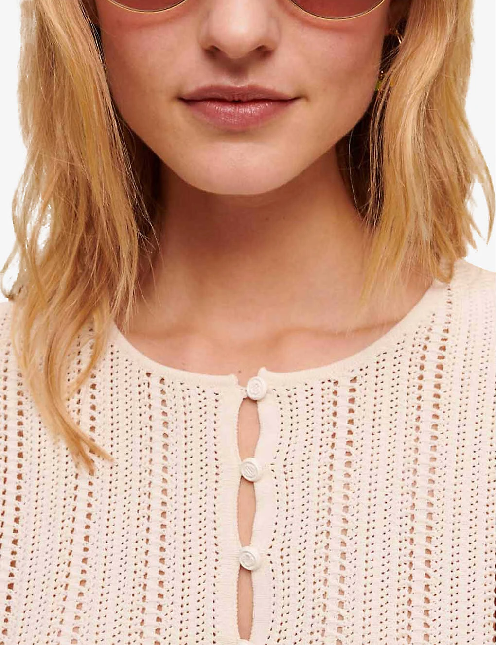 Maje Mantelly Crochet-trim Cropped Woven Jumper - Image 5