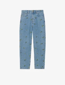 CLAUDIE PIERLOT Mimosa Floral-embroidered Straight-leg High-rise Jeans