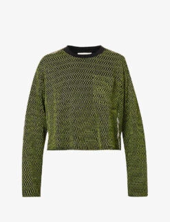 Fishnet-design Boxy-fit Mesh Top