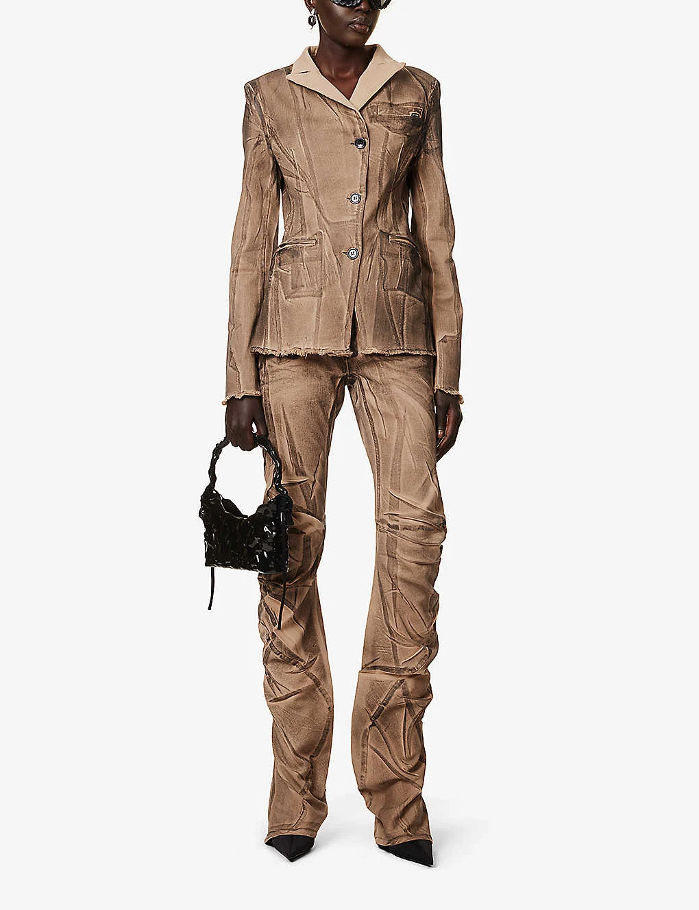 Single-breasted Padded-shoulder Cotton And Recycled Polyester-blend Blazer - Image 2