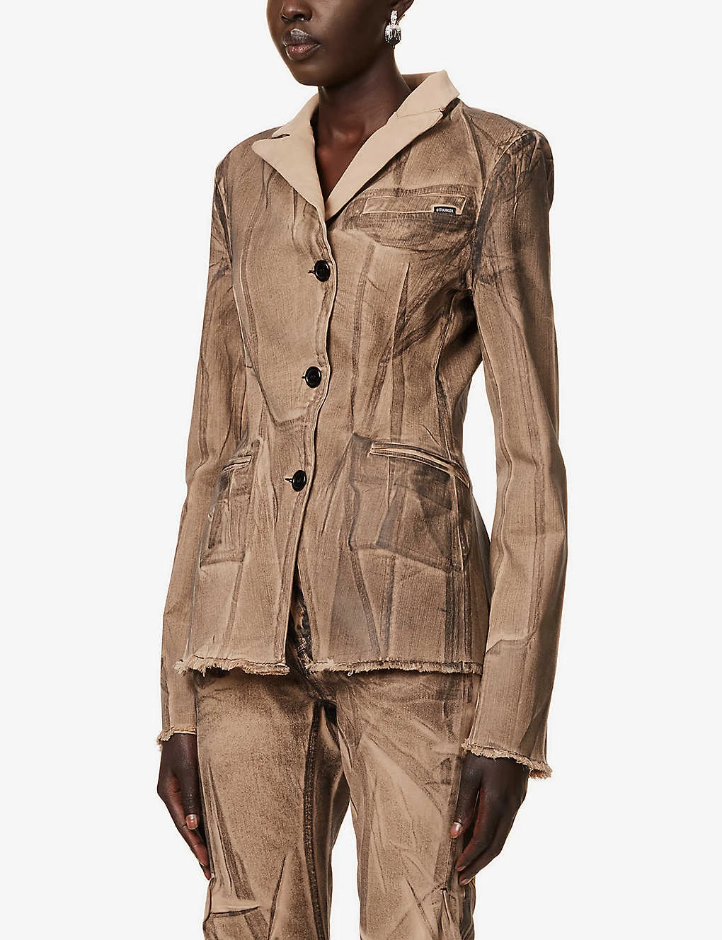 Single-breasted Padded-shoulder Cotton And Recycled Polyester-blend Blazer - Image 3