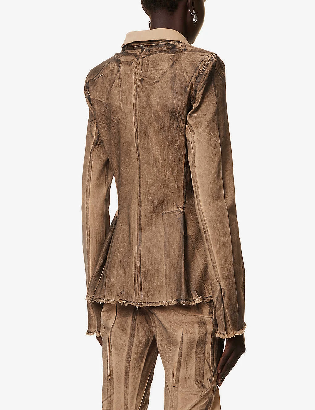 Single-breasted Padded-shoulder Cotton And Recycled Polyester-blend Blazer - Image 4