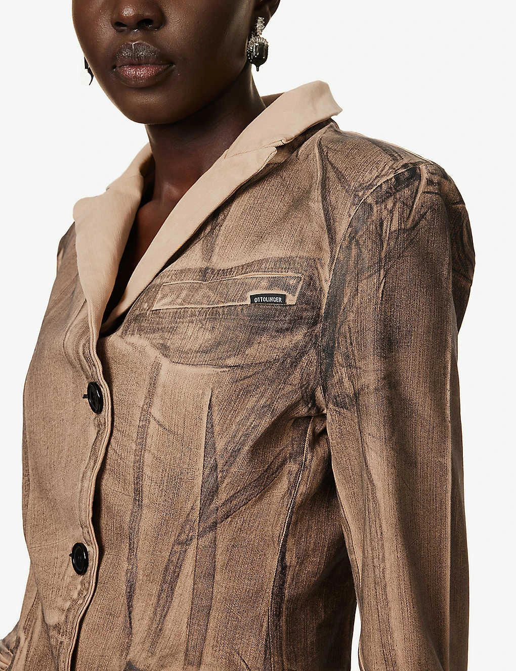 Single-breasted Padded-shoulder Cotton And Recycled Polyester-blend Blazer - Image 5