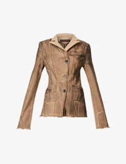 Single-breasted Padded-shoulder Cotton And Recycled Polyester-blend Blazer