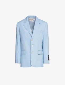 Marni Single-breasted Brand-patch Relaxed-fit Wool Jacket