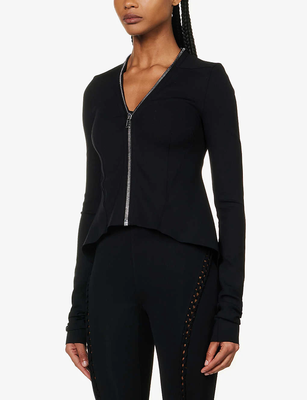 Naska Asymmetric-hem Slim-fit Stretch-woven Jacket - Image 3