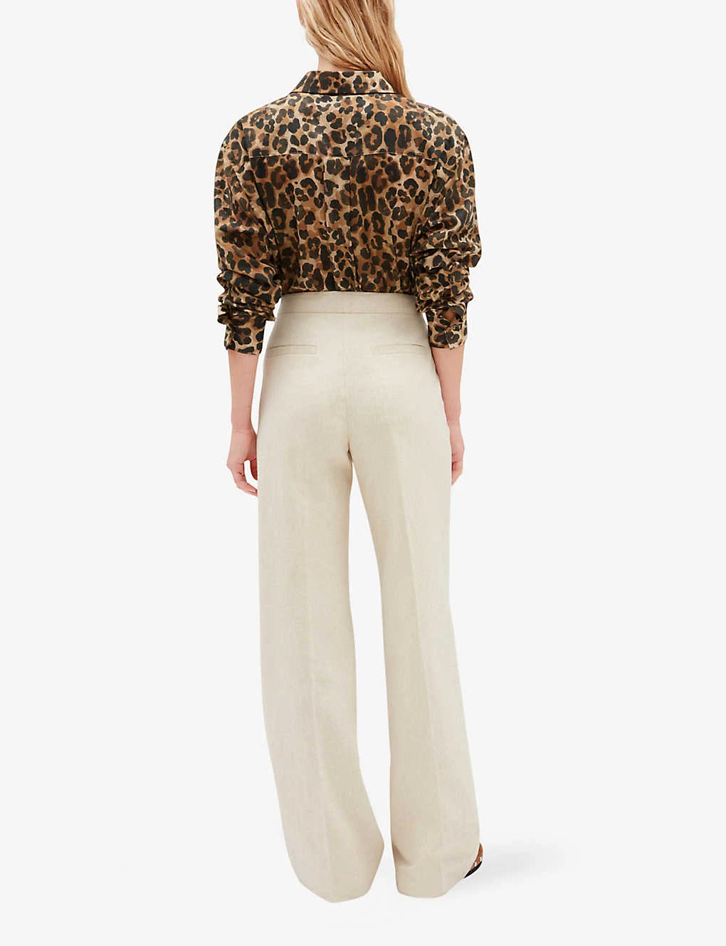 CLAUDIE PIERLOT Wide-leg Mid-rise Cotton And Linen-blend Trousers - Image 4